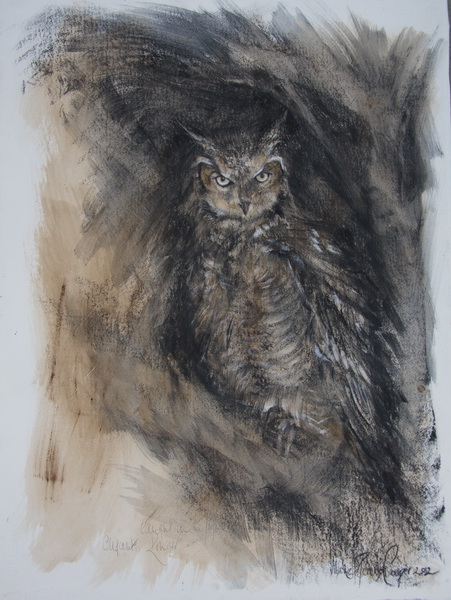 African Eagle Owl 30 x 22 inches Original